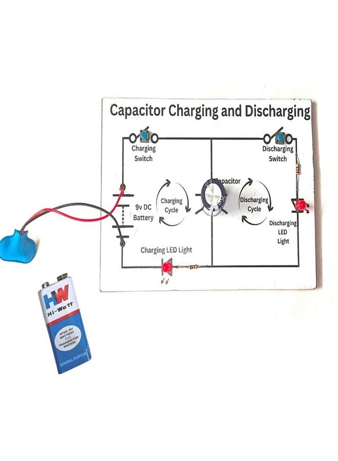ESPtronics تجربة شحن وتفريغ المكثف من إي إس بيترونيكس، مشروع علمي فيزيائي، نموذج عملي لطلاب الصف الثاني عشر - Image 1